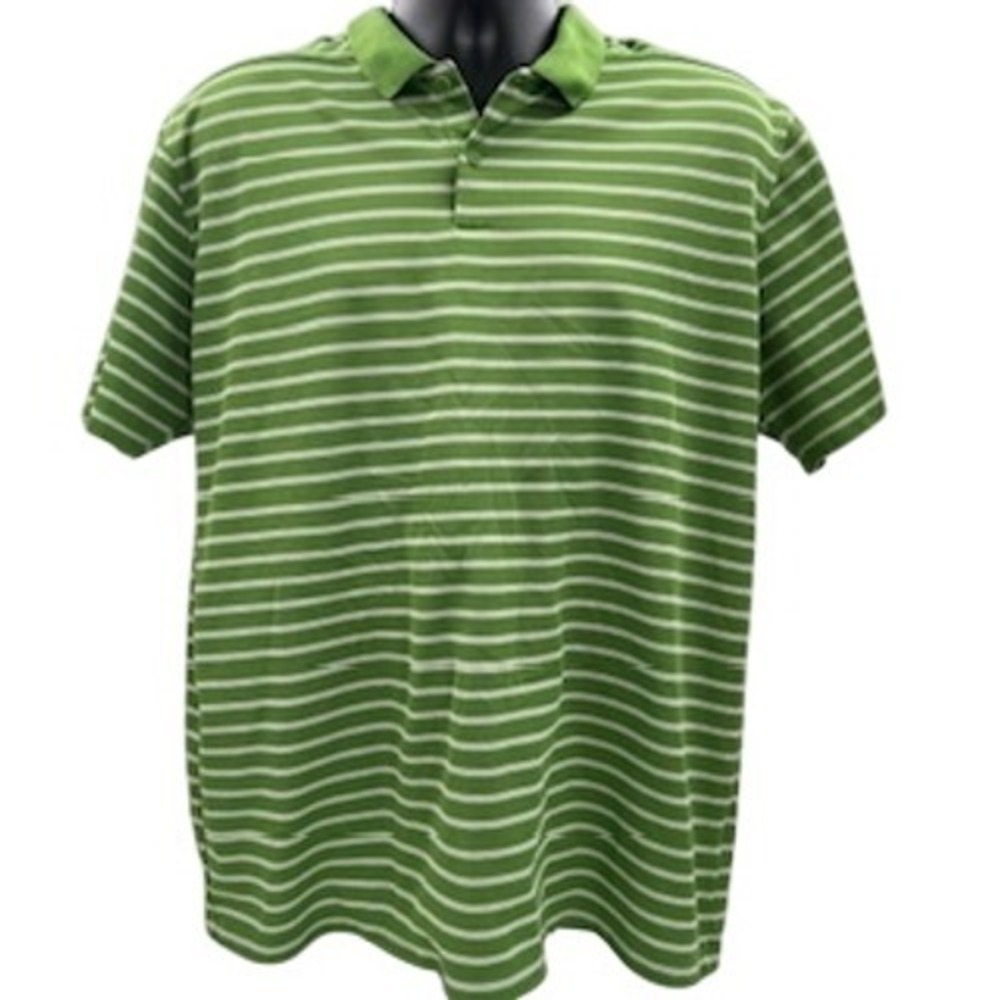 Nike Dri-FIT Striped Polo Shirt Mens XL Green White‎ Short Sleeve DH0835-350